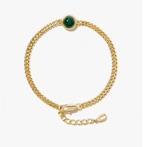 Ana Luisa | Gold chain bracelet ‘Joey’ with green stone